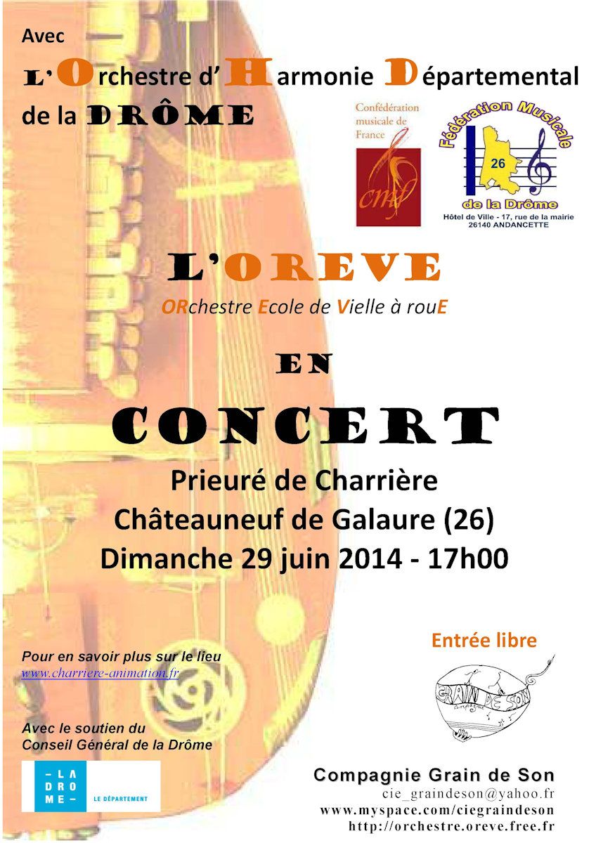 Affiche du concert au Prieuré de Charrière
